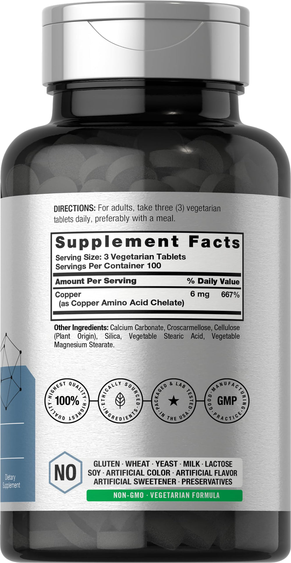Packaging label for Horbaach Copper 6 mg 300 tablets (Pack of 2)