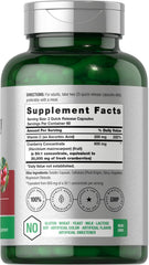 Cranberry concentrate extract pill label close-up