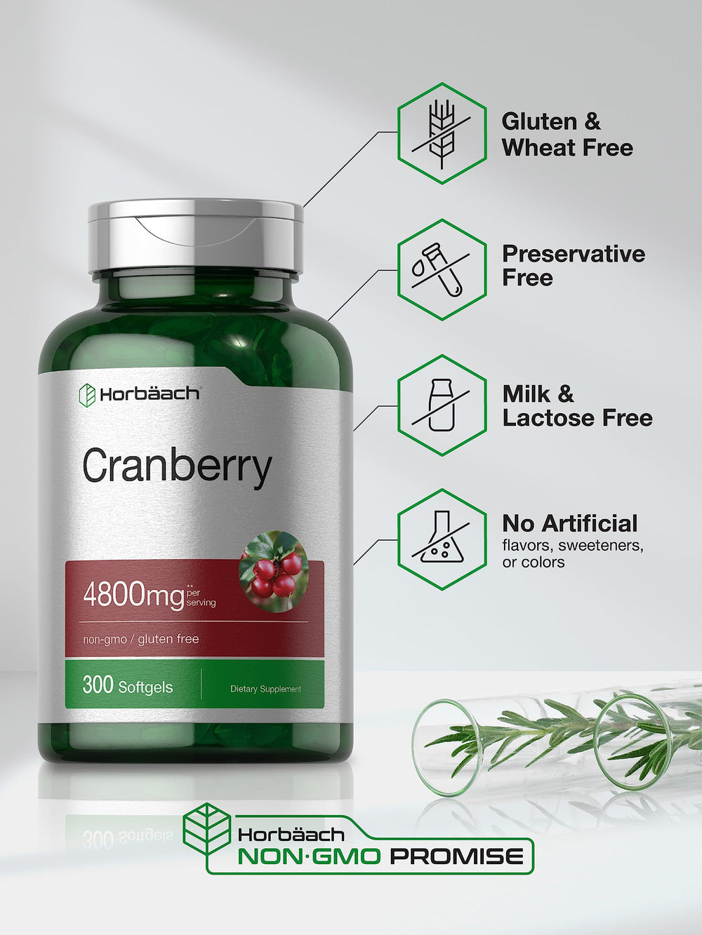 Product highlighting cranberry concentrate extract information