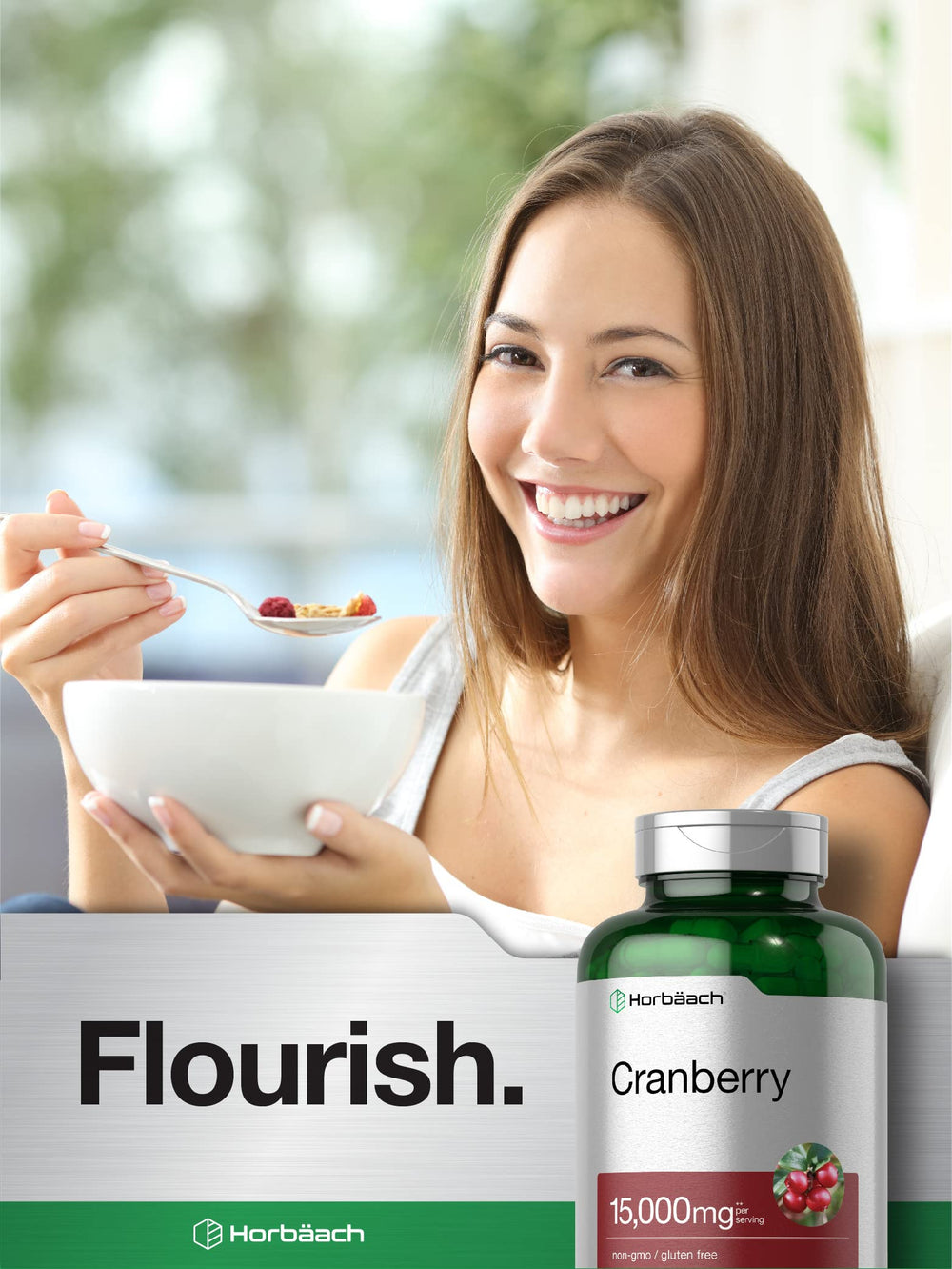 Vitamin C and cranberry extract capsules close-up