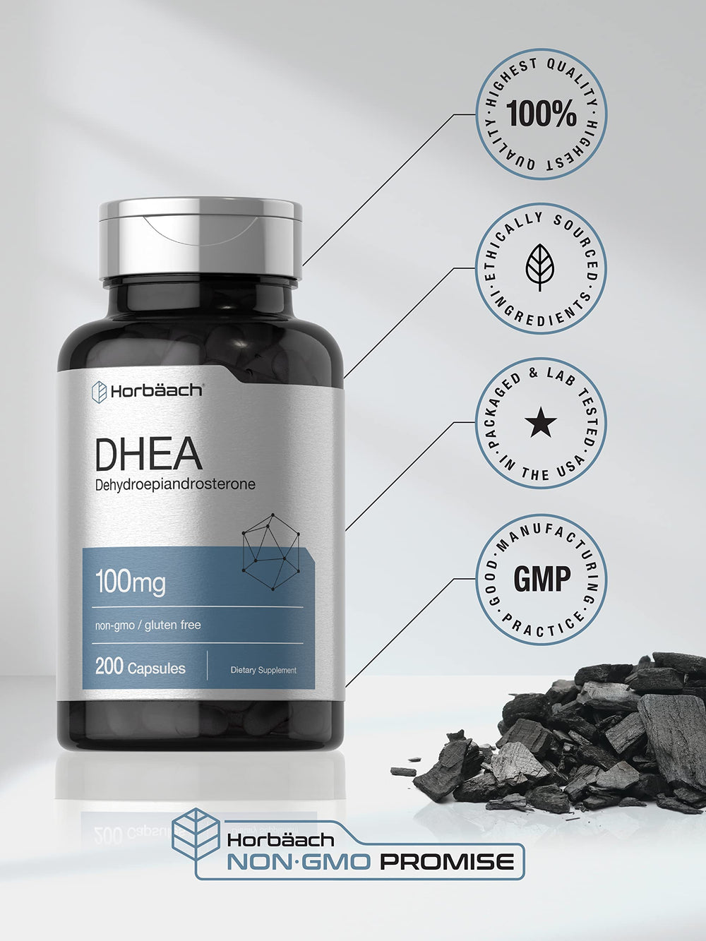 Gluten-free and Non-GMO certification for Horbaach DHEA