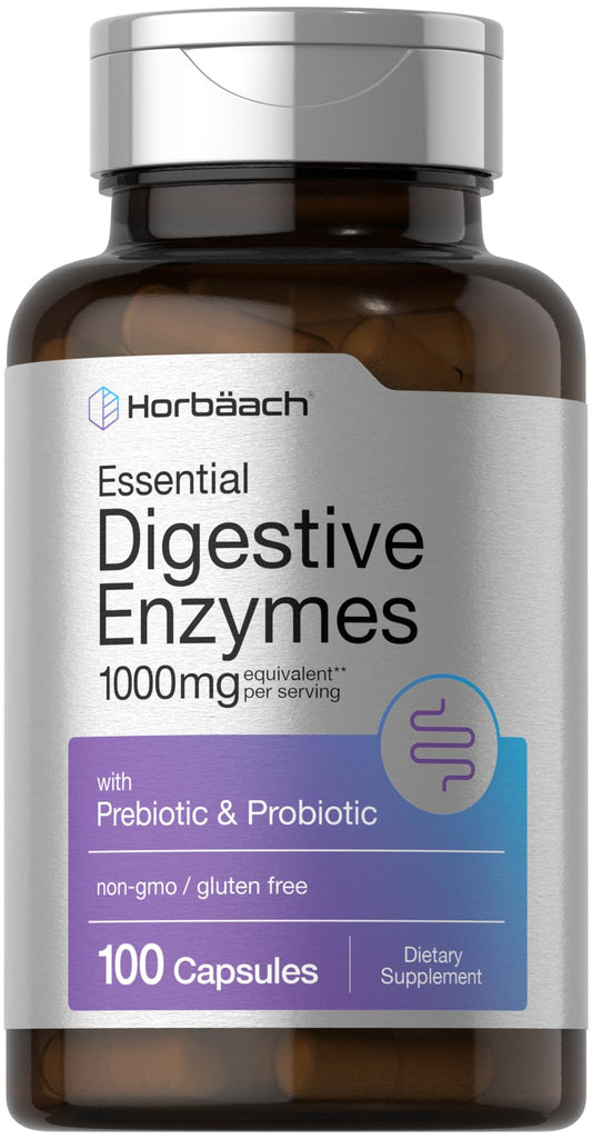 Horbäach Essential Digestive Enzymes bottle — 100 capsules (hero image)