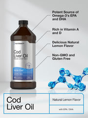 EPA and DHA cod liver oil label on Horbäach lemon flavor bottle (image 3)