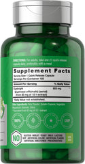 Close-up of Eyebright 800 mg extract capsule label