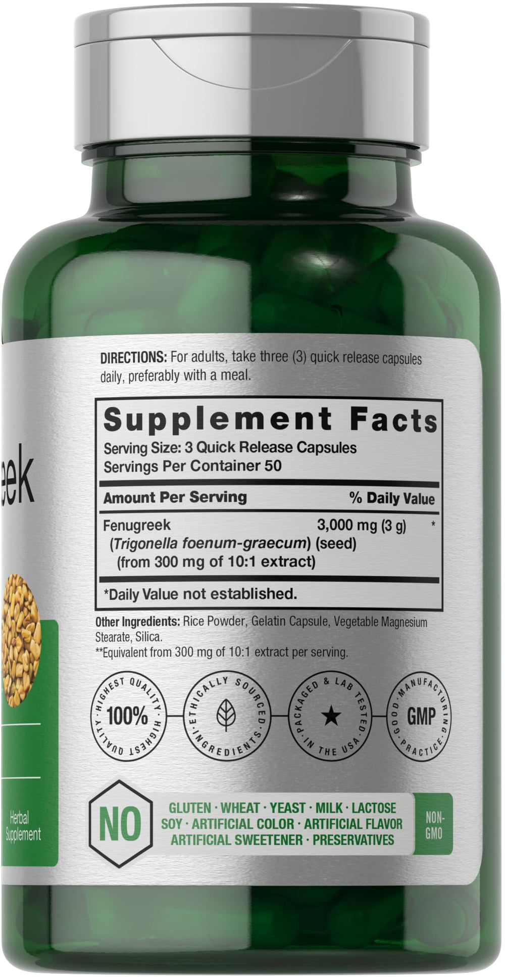 Horbäach Fenugreek Capsules bottle front view