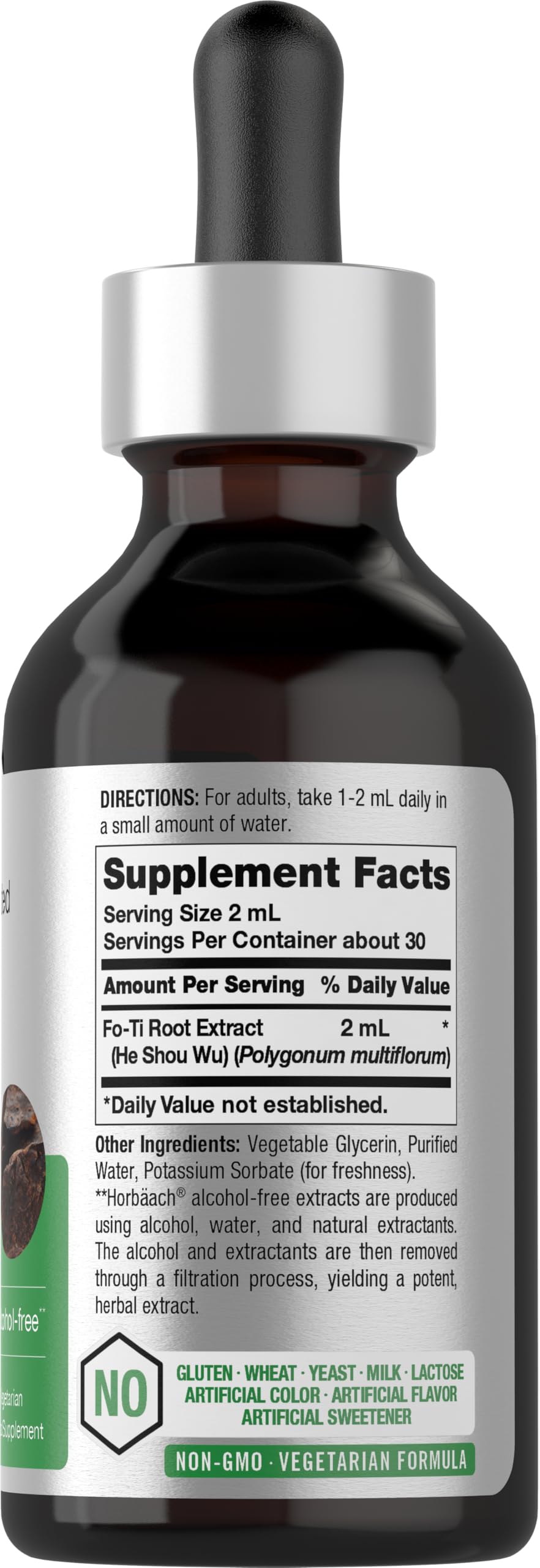 Front view of Horbaach FoTi Herb Liquid Root Extract bottle