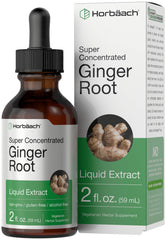 Horbaach Ginger Root Liquid Extract bottle, 2 oz, alcohol-free