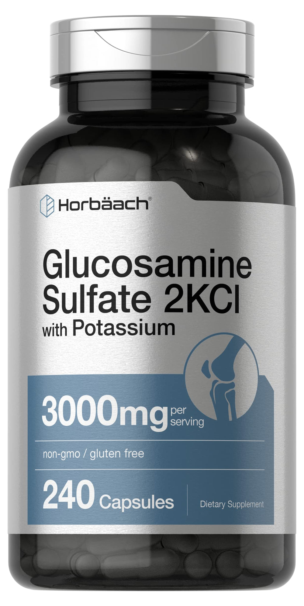 Horbäach Glucosamine Sulfate 2KCI with Potassium bottle front