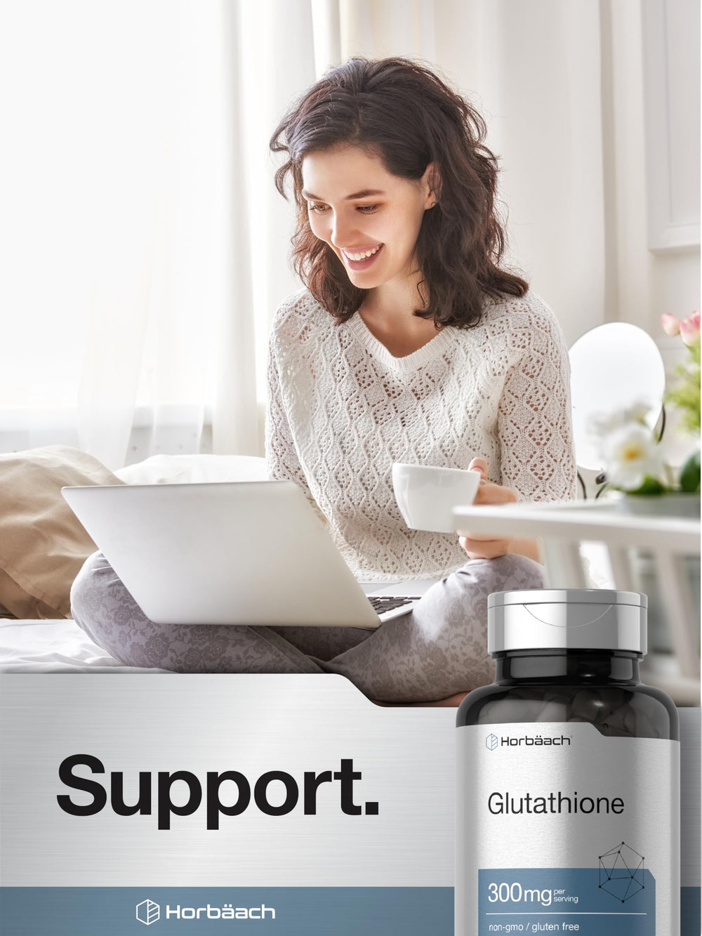 Nutrition facts label on Horbaach Glutathione packaging