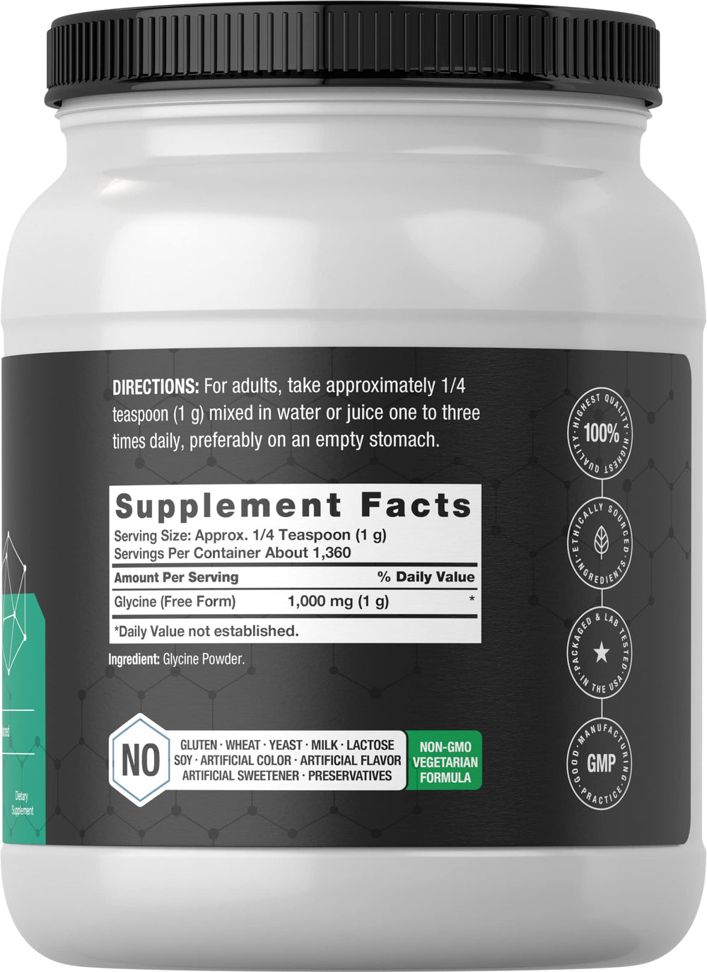 Bottle of Horbaach Glycine Powder 3 lbs
