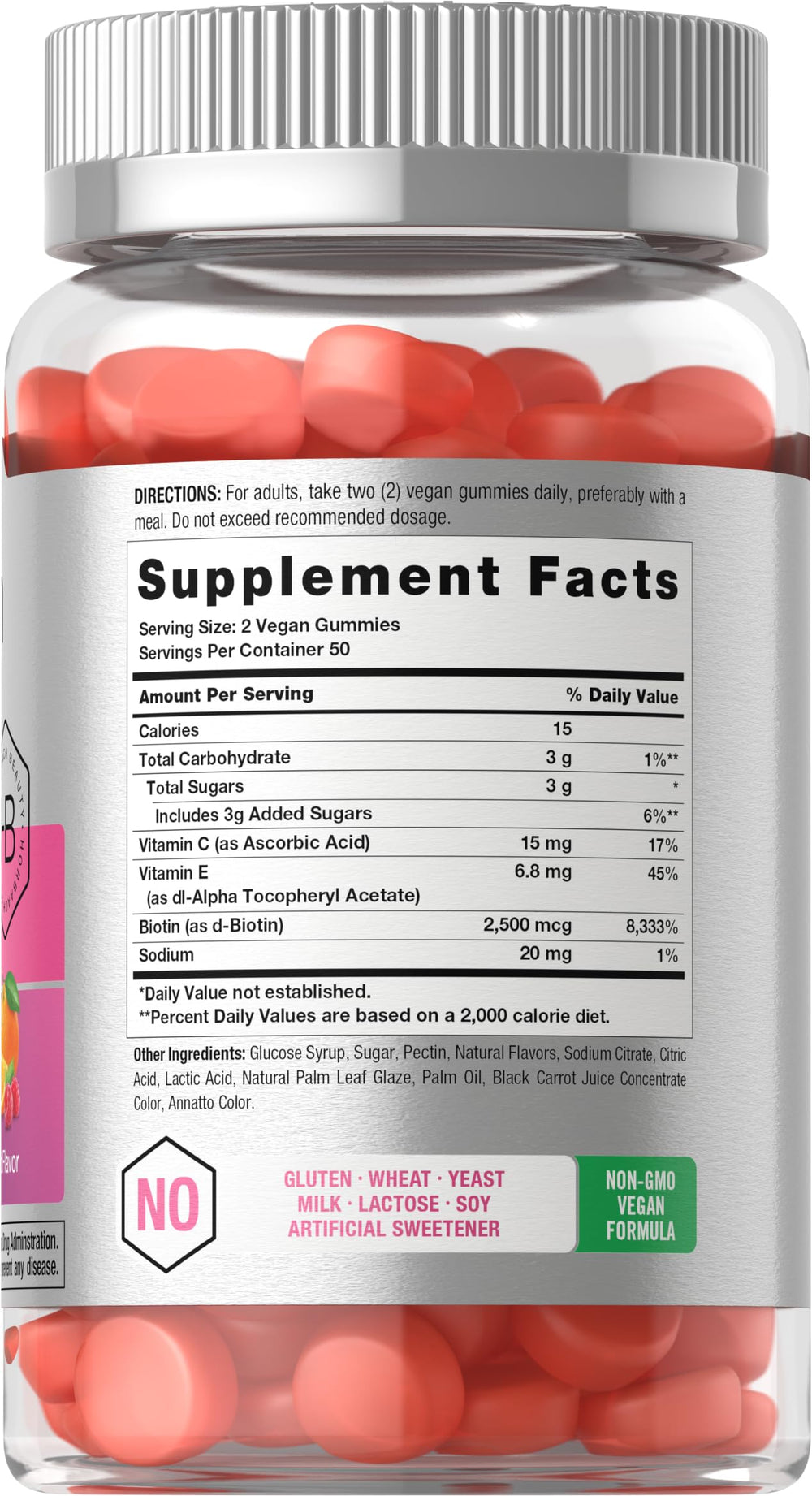 Close-up of fruit-flavored gummies inside the bottle
