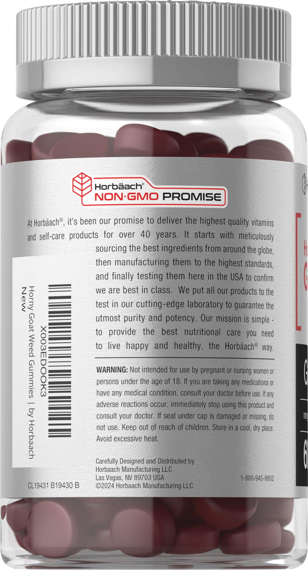 Serving size information for Horbaach Horny Goat Weed Gummies