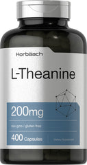 Horbaach L-Theanine bottle with 400 capsules, 200 mg each, value size