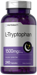 Horbäach L-Tryptophan 1500mg capsules bottle with Nighttime Formula