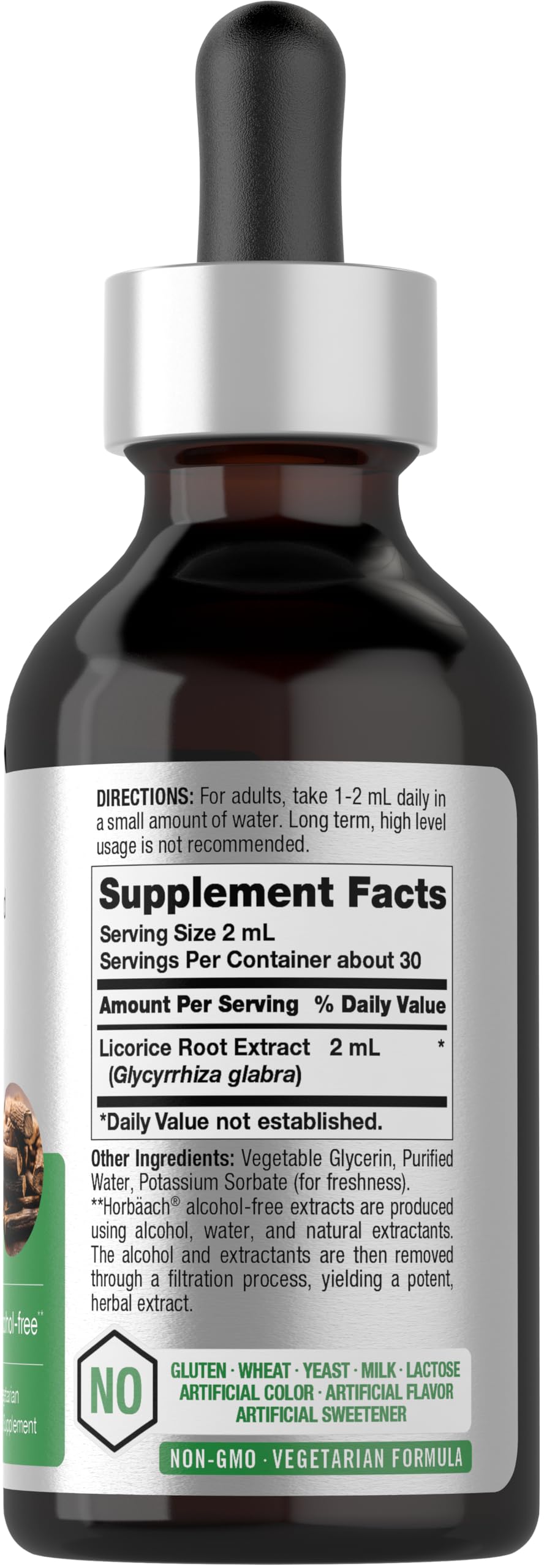 Dropper containing alcohol-free licorice root extract