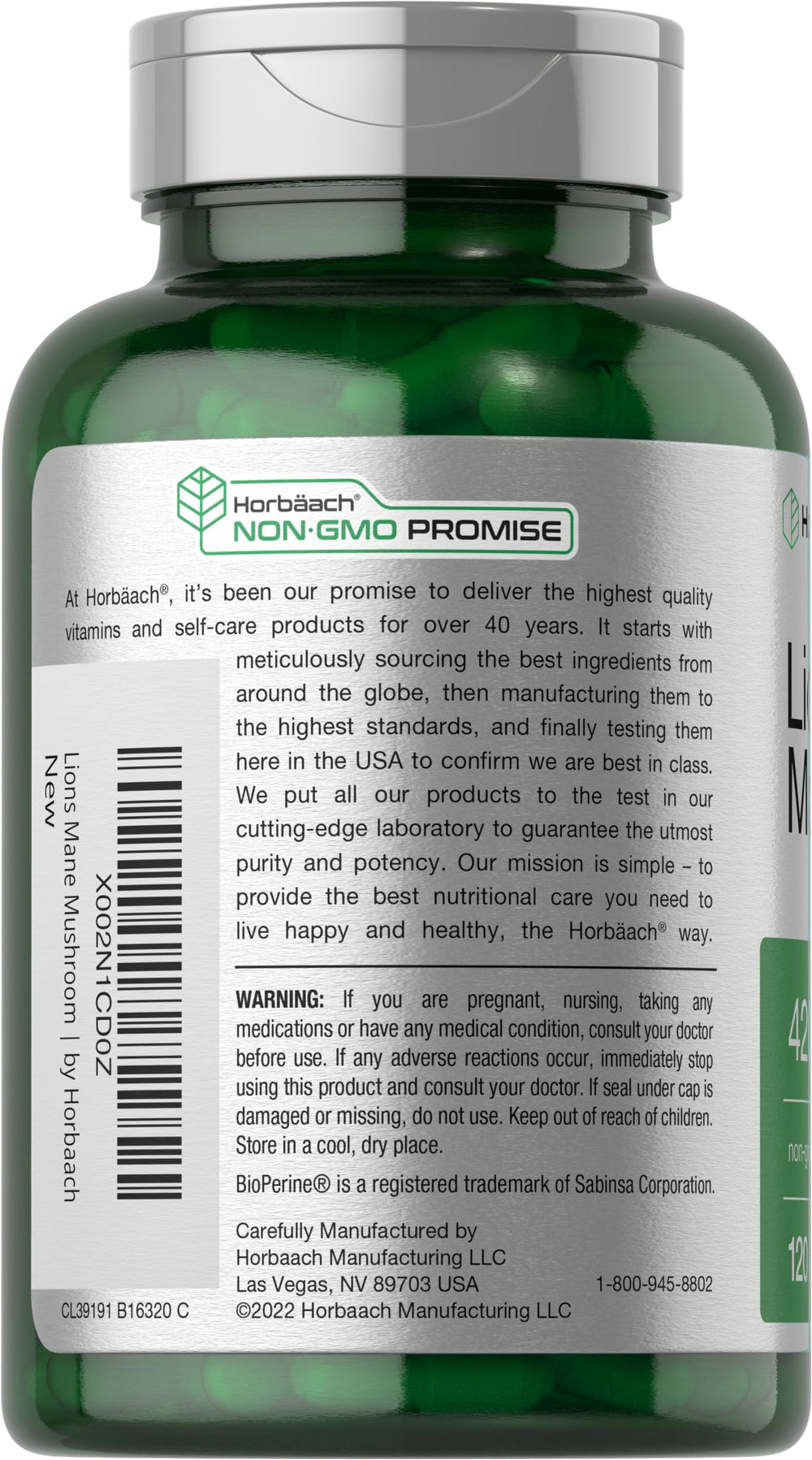 Vegetarian capsules of Lions Mane supplement