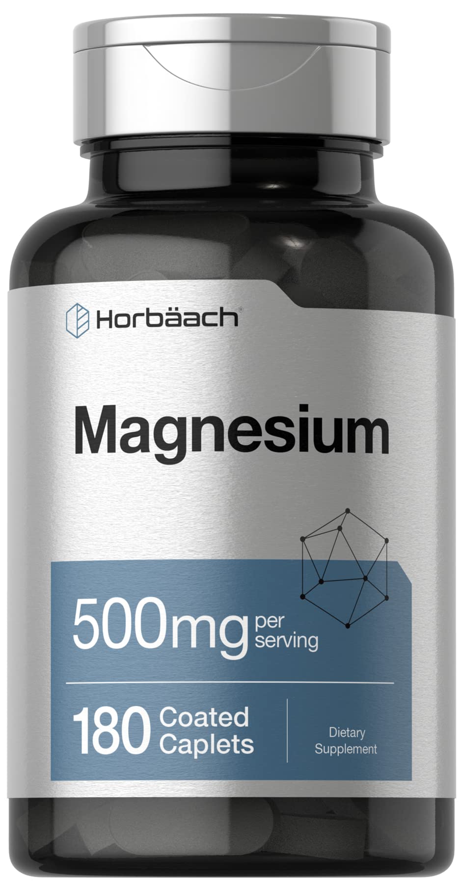 Horbäach Magnesium 500mg 180 Caplets - Front View