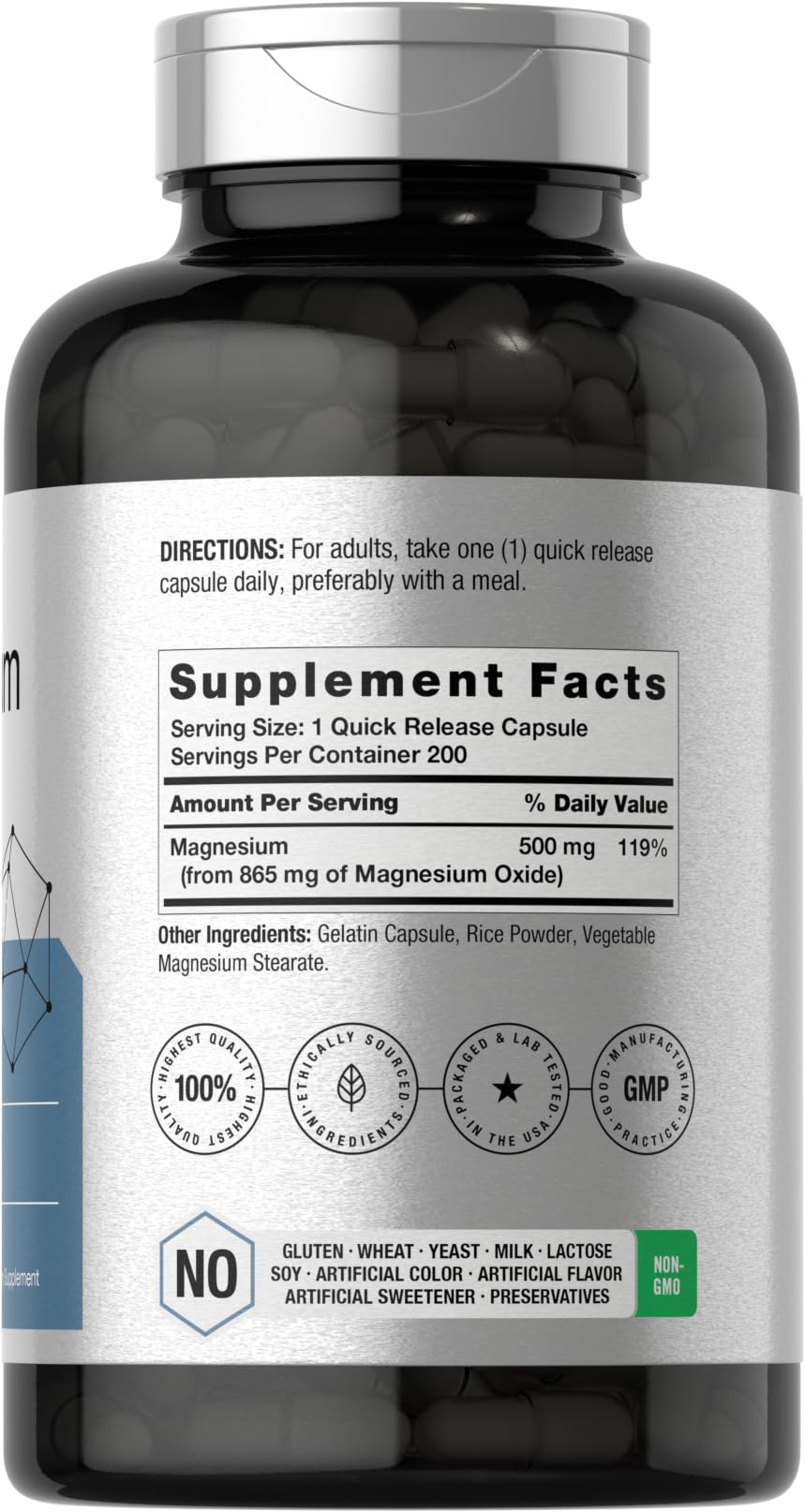 200 capsules bottle side view