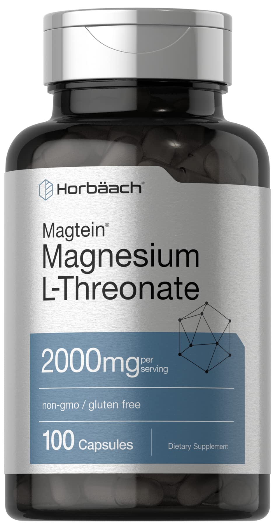 Horbäach Magtein Magnesium L-Threonate bottle with 100 capsules