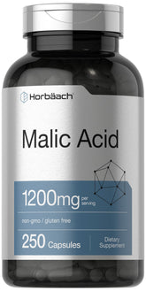 Bottle of Horbaach Malic Acid Capsules, 1200mg - 250 count