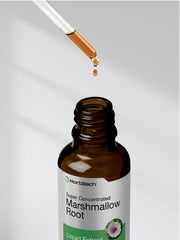 Product image showing Horbäach Marshmallow Root Extract Tincture with vegetarian, non-GMO, gluten-free claims