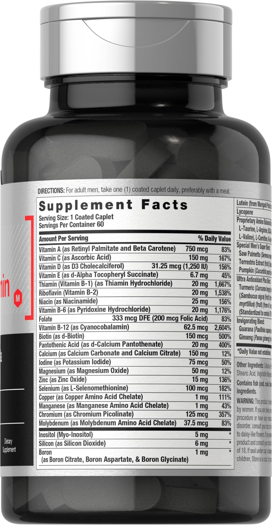 Close-up of Horbäach multivitamin bottle and caplets