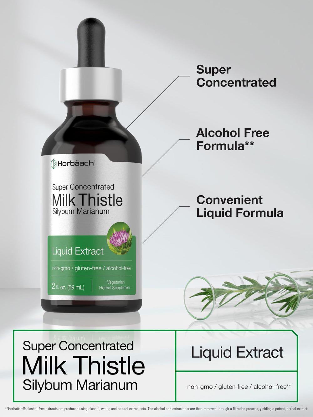 Laboratory tested Horbäach Milk Thistle Liquid Extract
