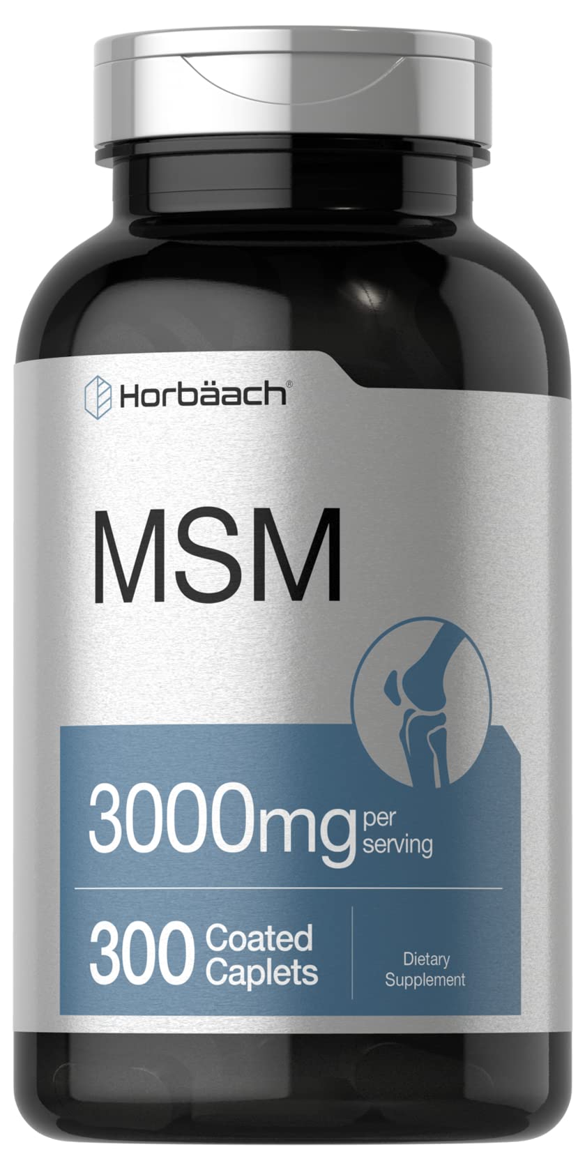 Horbaach MSM 3000mg 300-coated caplets bottle front