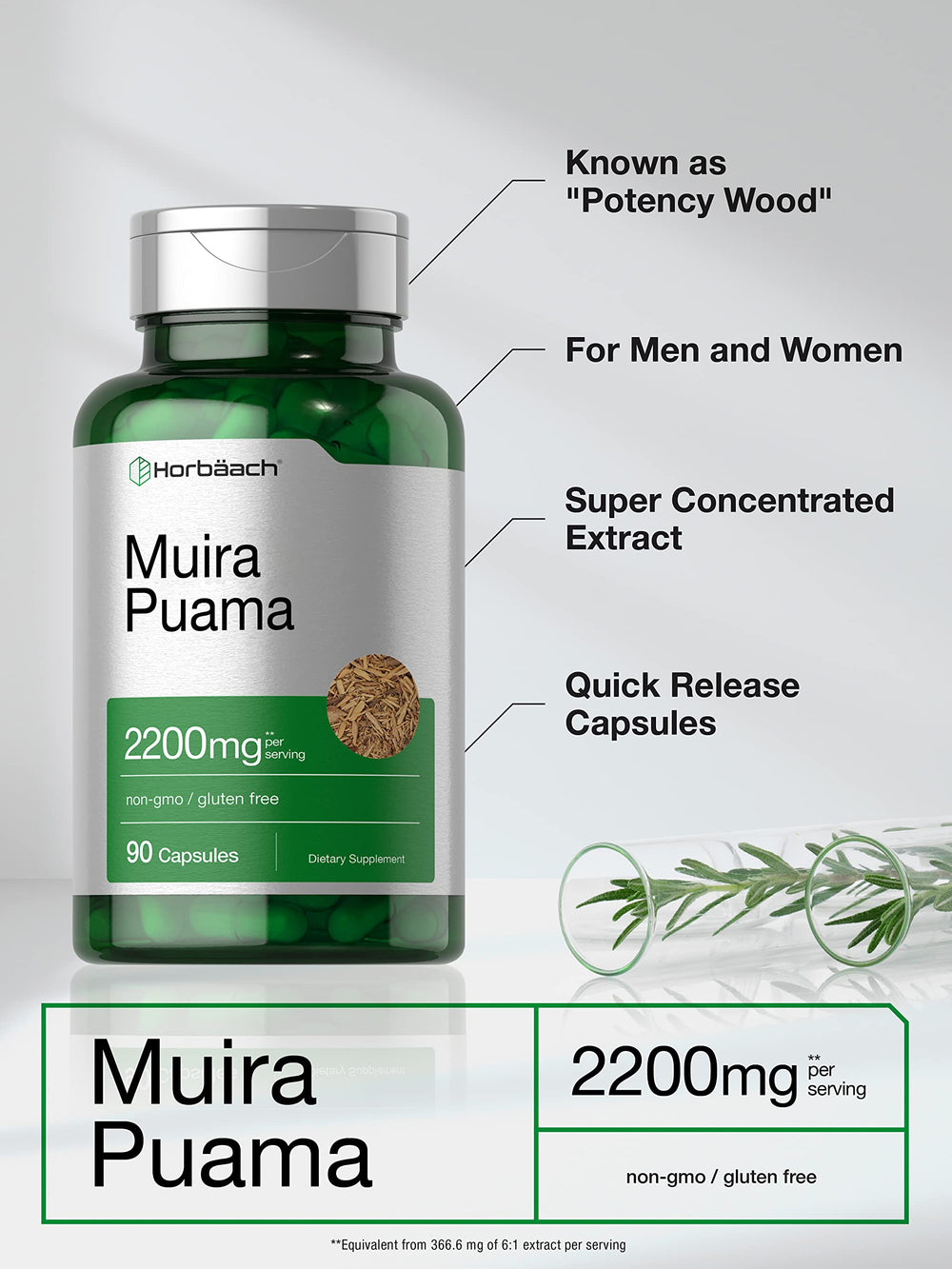 Muira Puama root extract ingredient and serving information