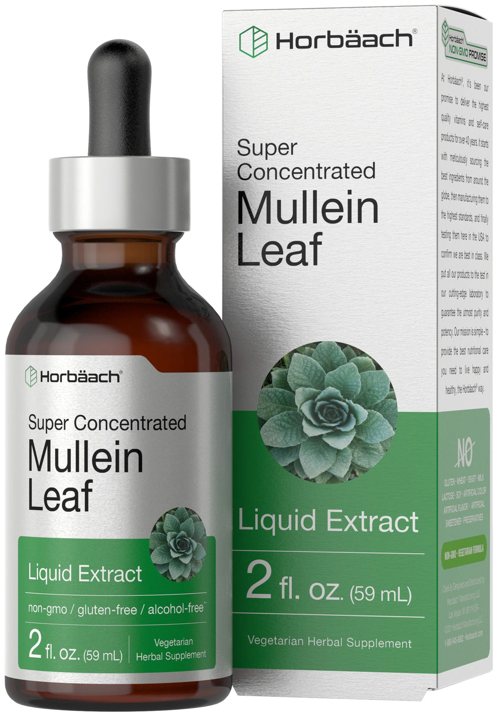 Bottle of Horbaach Mullein Leaf Extract Drops, 2 fl oz