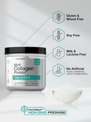 Nutrition facts panel of Horbaach Multi Collagen Powder 16 oz