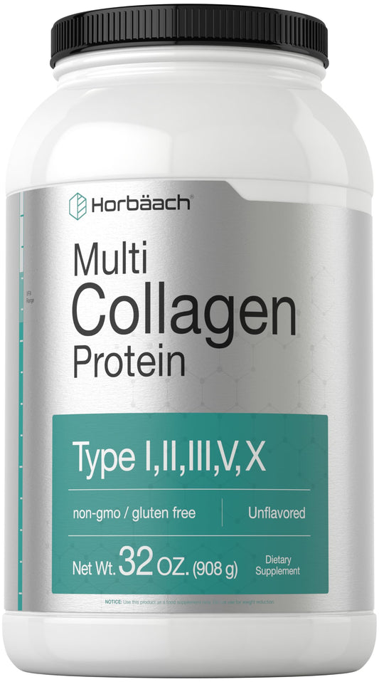 Front label of Horbaach Multi Collagen Protein Powder 32 oz
