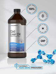 Gluten-free and Non-GMO seals on Horbäach cod liver oil packaging (image 5)