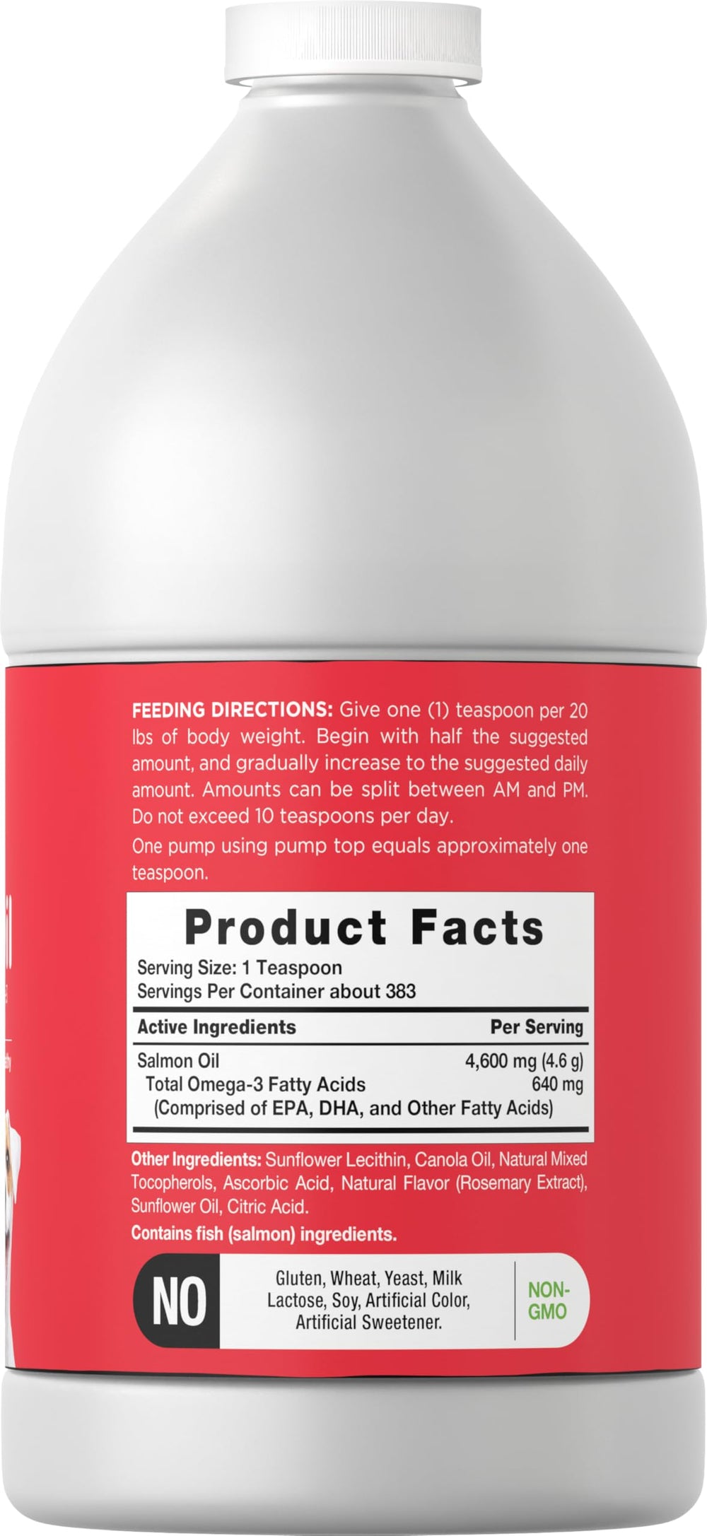 Horbaach Norwegian Salmon Oil for Dogs 64oz label close-up