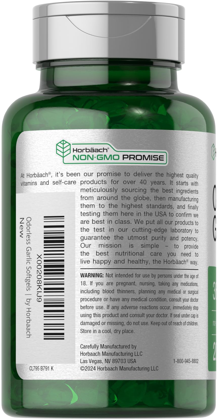 Ingredients and Non-GMO statement on Horbäach label