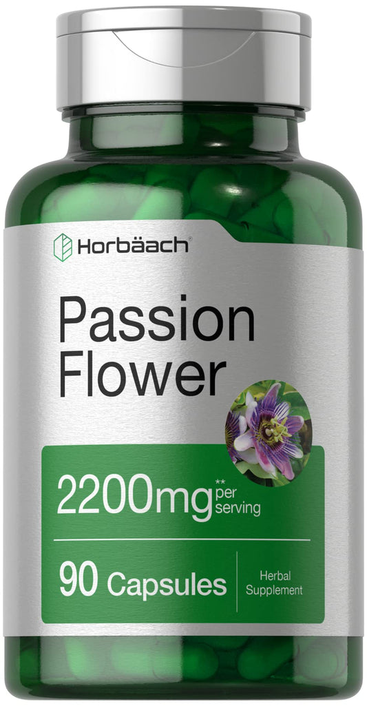 Horbäach Passion Flower Capsules bottle front - 2200mg, 90 count