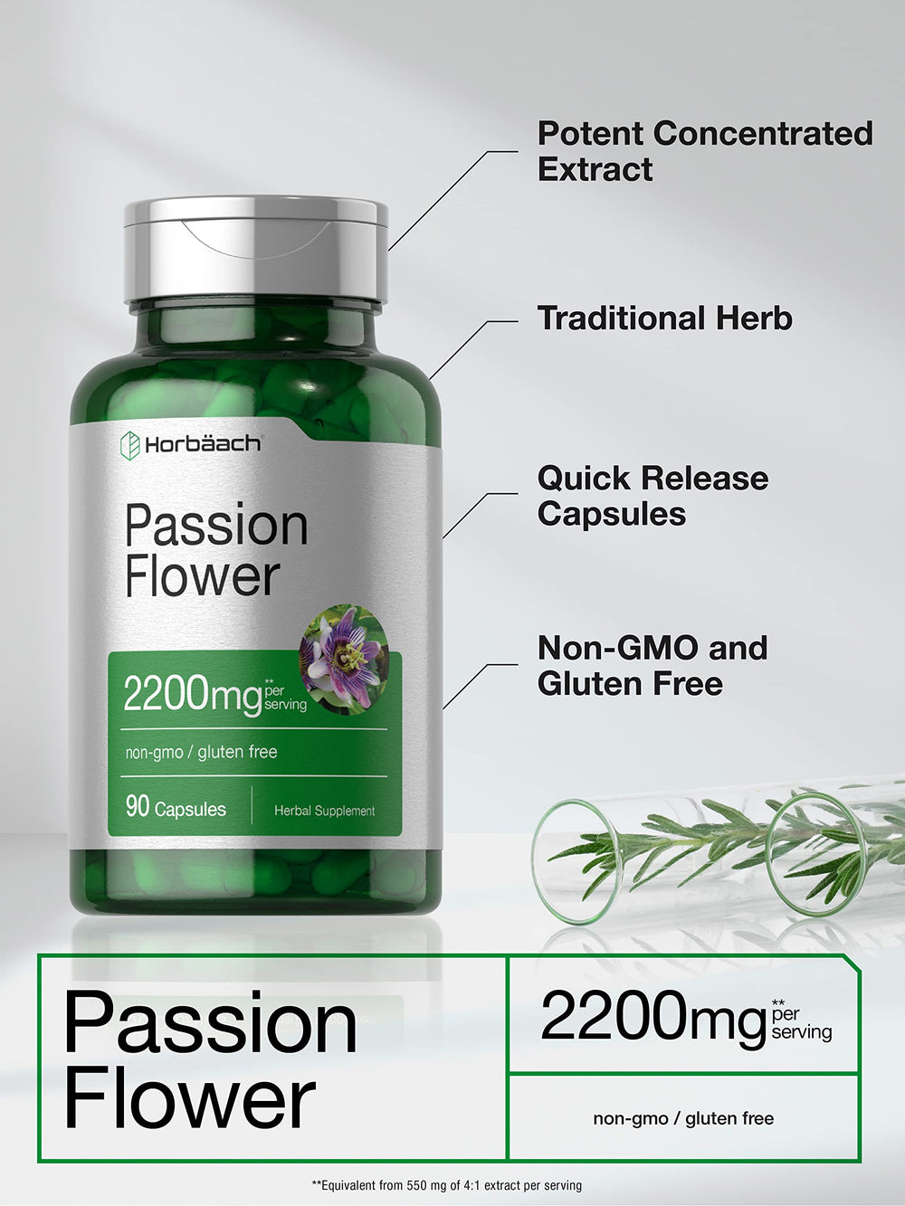 Supplement facts and ingredients for Horbäach Passion Flower Capsules