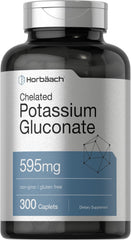 Horbäach Chelated Potassium Gluconate 595 mg - 300 Vegetarian Caplets