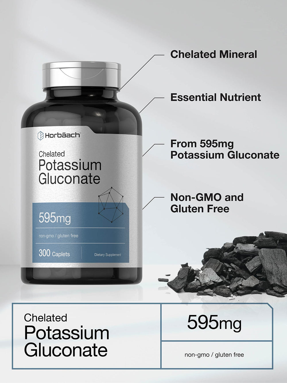 Vegetarian caplets with potassium gluconate - gluten- and lactose-free