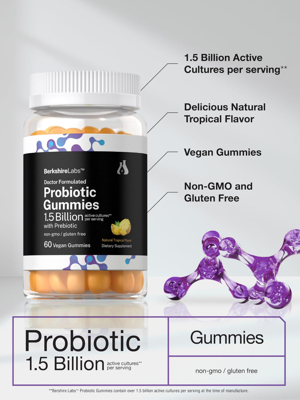 Ingredients panel for Horbaach Probiotic Gummies