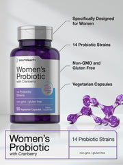 Graphic illustrating 14 probiotic strains and cranberry ingredient