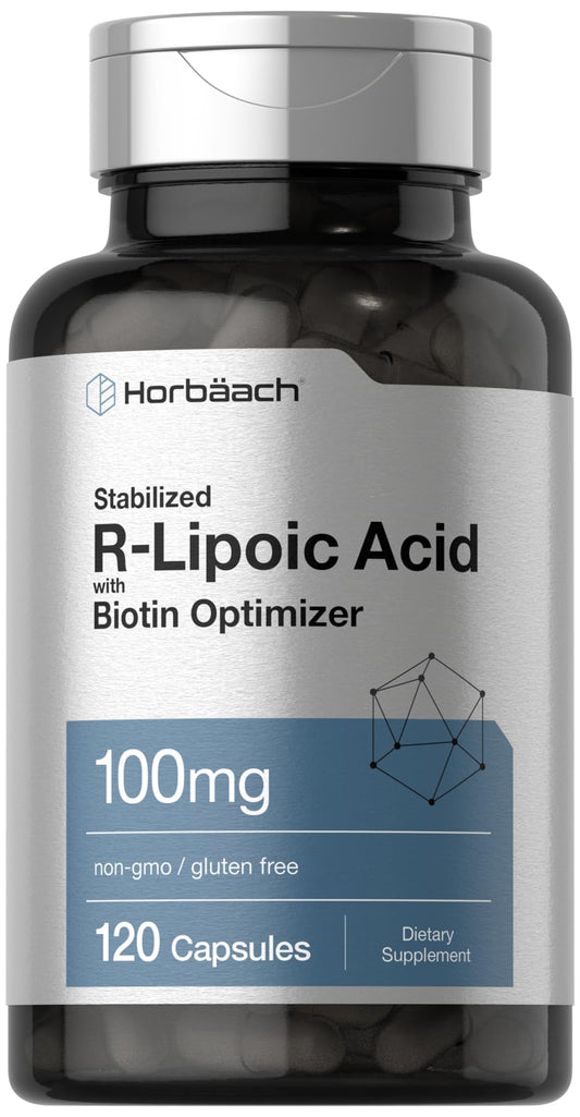 Horbaach R-Lipoic Acid 100 mg bottle – front view (120 capsules)