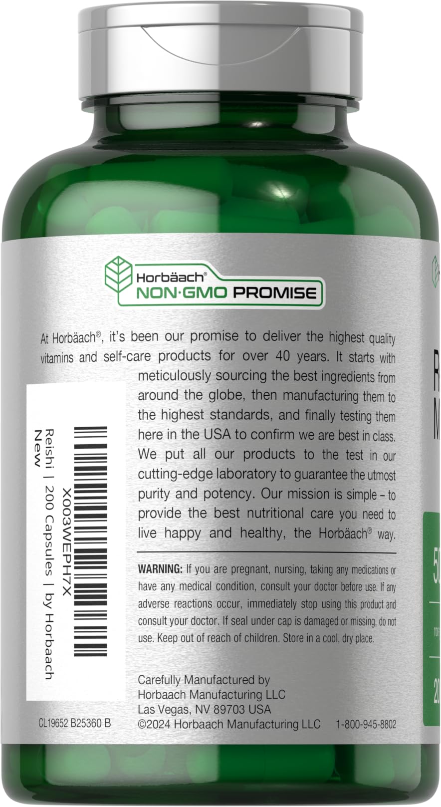 Supplement facts and ingredients on bottle label