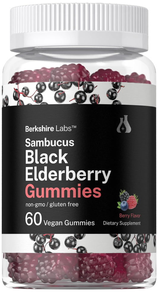 Bottle of Horbaach Sambucus Black Elderberry Gummies 60-count