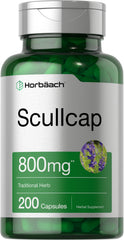 Bottle of Horbaach Scullcap Capsules 800 mg with label