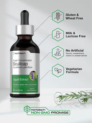 Non-GMO and Gluten-Free indication on Horbaach Scullcap tincture packaging