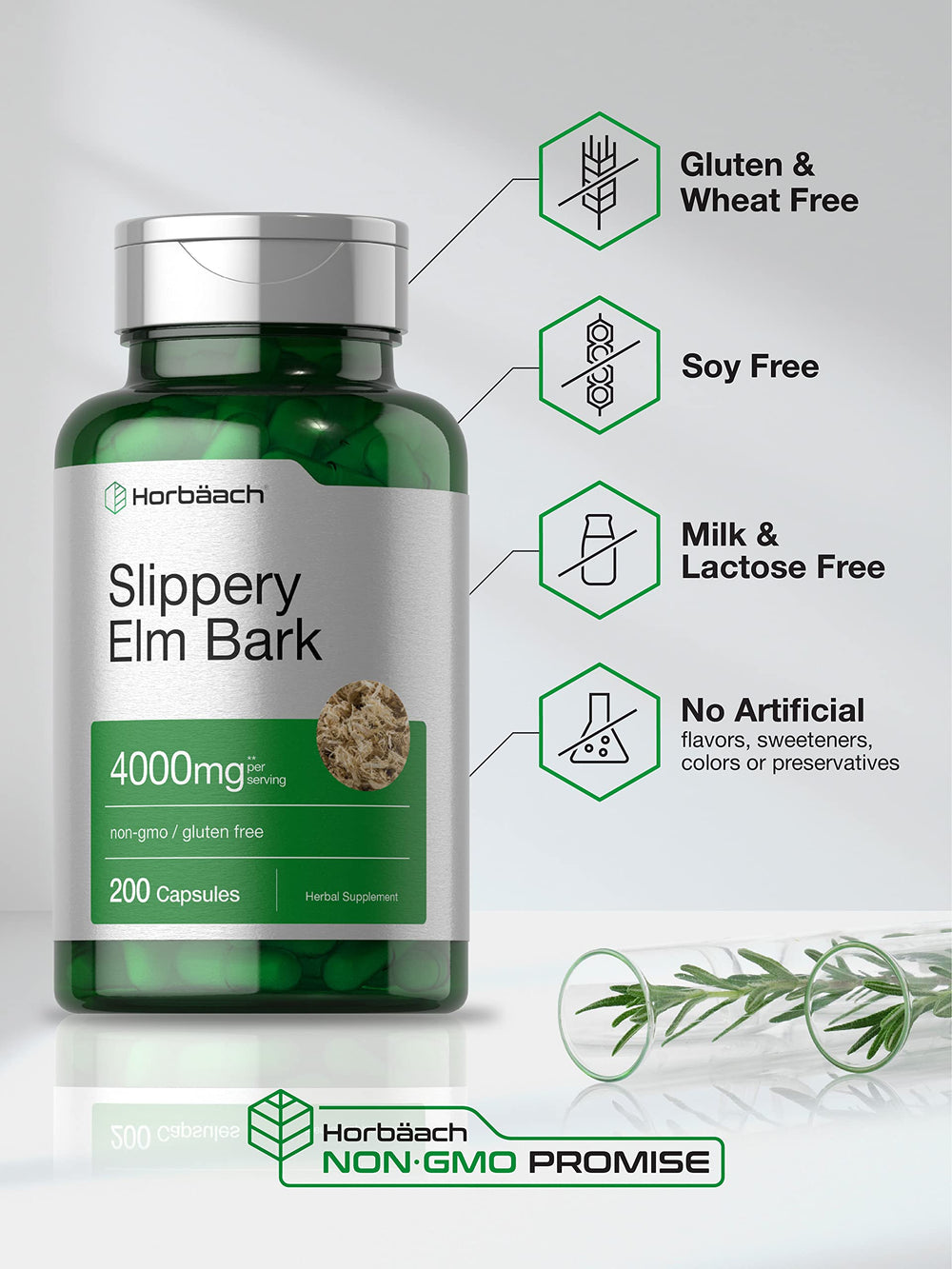 Horbäach Slippery Elm Bark Capsules label