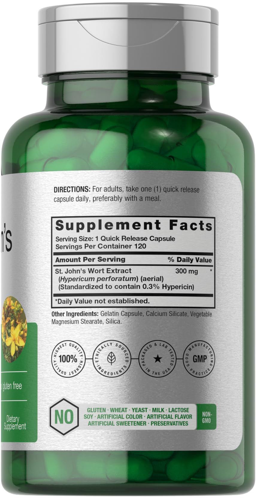 Horbäach St. John's Wort Capsules 300mg bottle and packaging