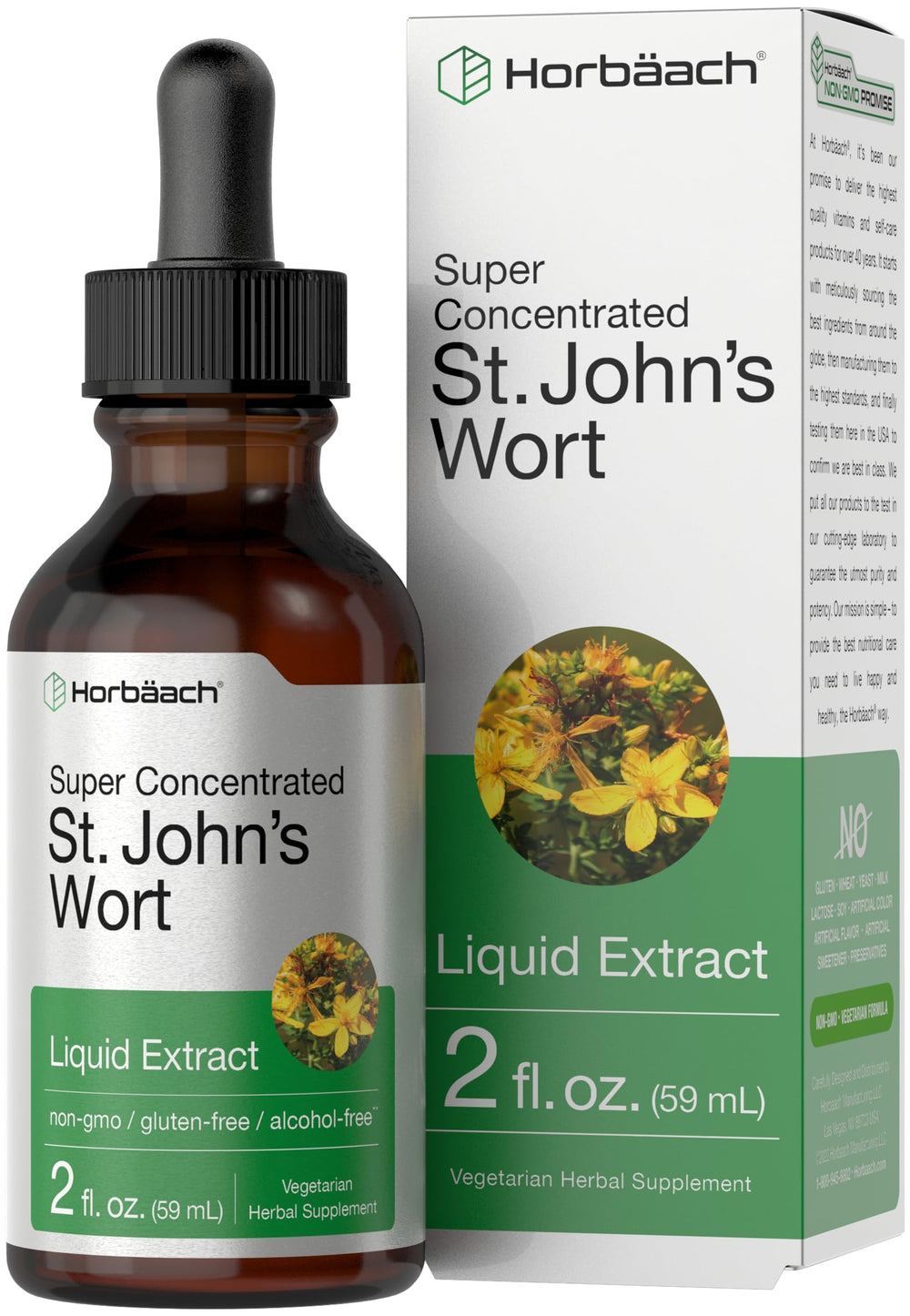 Horbäach St. John's Wort Tincture bottle 2 oz front view