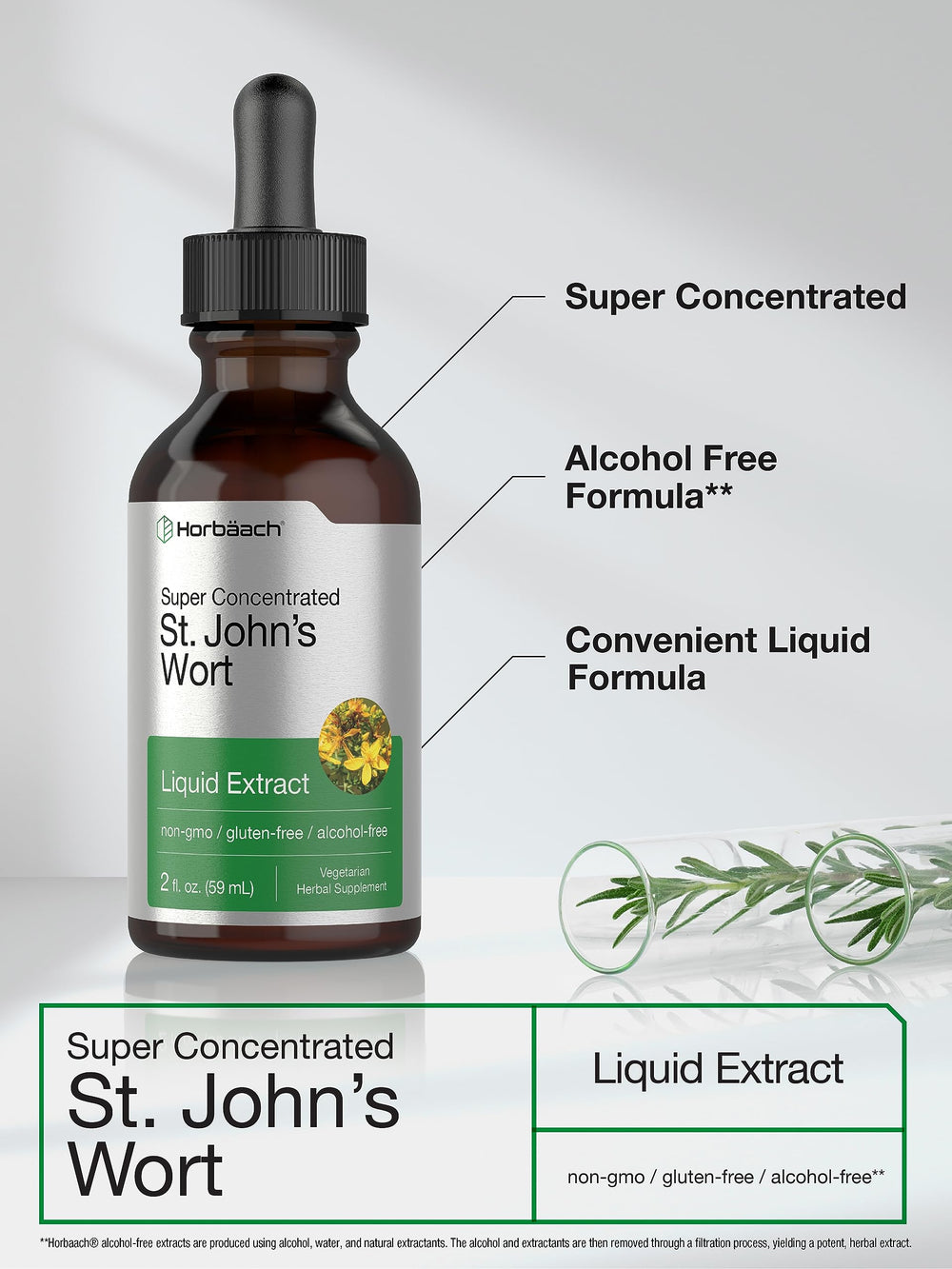 Ingredients and label for Horbäach St. John's Wort Tincture